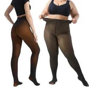 Fleece Lined Tights for Women Warm Pantyhose Fake Translucent Sheer Leggings Thick for Winter Comfort  Thermal High Waist Shapewear