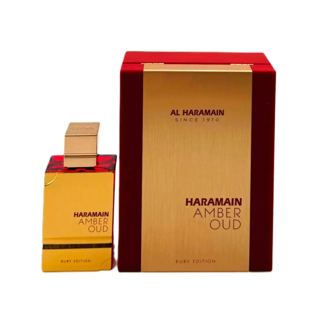 AL HARAMAIN Amber Oud Ruby Edition Eau de Parfum, Elegant Arabian Fragrance for Adults, Unisex Scent with Warm Spice, Wood & Musk Notes, 2.0 fl oz, Elegant Arabian Perfume, Amber, Musks, Aromatic Perfume, Leather, Floral, Single Item, Contains Alcohol, En