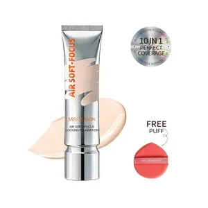 MISS SEASON Air Soft-Focus Korean Foundation: 10-in-1 Full Coverage Liquid Foundation Makeup, Long-Lasting & Hydrating with Squalane, Ceramide, Non-Oxidizing, Lightweight Natural Finish for All Skin Types #Summervibes