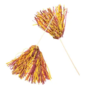 Maroon & Yellow Two-Tone Spirit Pom-Poms - 24 Pc.