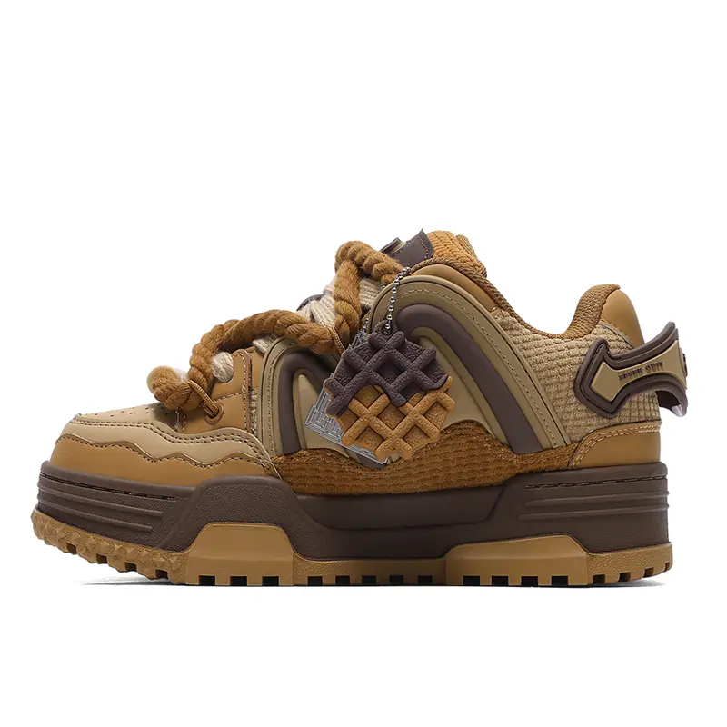 Q-AND Women’s Chunky Platform Sneakers – Retro Brown Casual Streetwear Shoes with Thick Rope Laces, Lightweight Fashion Walking Trainers, Non-Slip Comfortable Skate Shoes for Everyday Wear  Product Description: