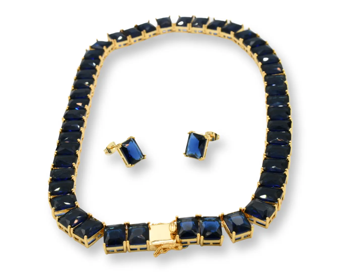 Sapphire Night Set Gold-Tone Accents, Includes beautiful  Earrings