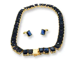 Sapphire Night Set Gold-Tone Accents, Includes beautiful  Earrings