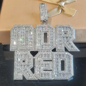 Jewelry - Customized Iced Out Square Name Pendant Personalized Any Letter Number Necklace Cuban Chain Icy Two Rows Hip Hop Jewelry Gifts