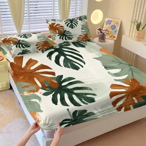3Pcs Vintage Pastoral Floral Botanical Fitted Sheet Set, Bedsheet Sets, Soft and Comfortable Bed Sheet Set with Matching Pillowcases, No Fillers Bedding Set Ideal for Bedroom and Dorm Decor, Bedding, Perfect Gift for Friends and Family