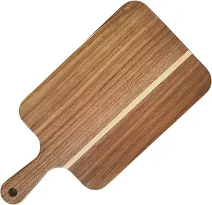 Wood Cutting Board with Handle, Acacia Wood Cutting  Board, Charcuterie Board/Serving Board/Cheese, Bread, Vegetables & Fruits  Chopping Kitchen