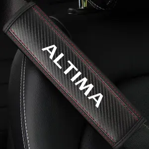 Nissan Altima Seatbelt Shoulder Covers, PU Leather & Carbon Fiber Stripes, Enhances Driving Comfort, Car Interior Decoration, Available in 1pc/2pcs, Car Accessories