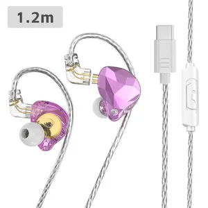 X4 Pro USB-C Detachable Wired In-Ear Headphones 1.2m Dynamic HiFi Earbuds With Microphone Bass Stereo For Musicians Music Monitoring Audio Cable