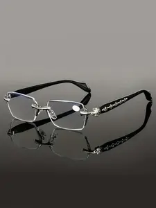 Metal Small Frame Blue Light Blocking Glasses, Square Eyewear, Simple Daily Use, Square Frame, Suitable for Men and Women, Casual Style, All Seasons
