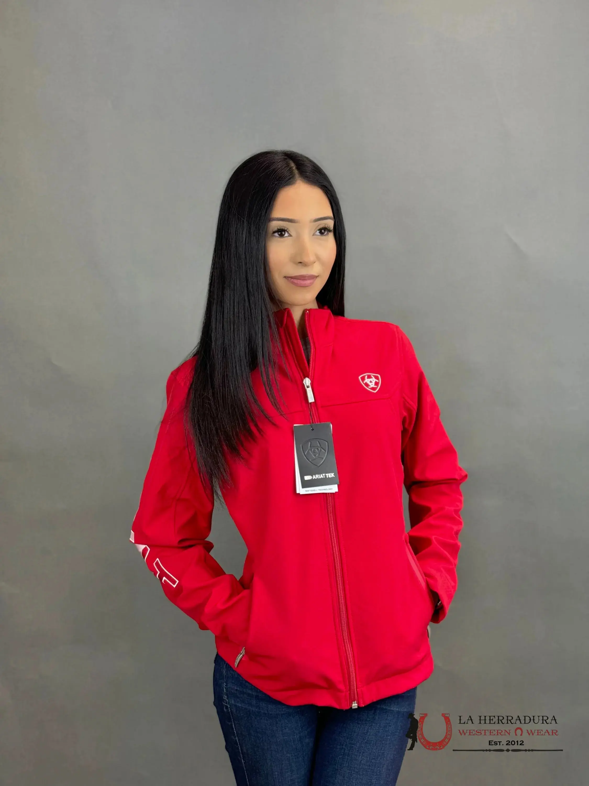 ARIAT Women's Classic Red Team Mexico Flag Coat, Breezy-Day Ready Outdoor Casual Long-Sleeve Outerwear, Style 10033526, Mexican Pride Tops