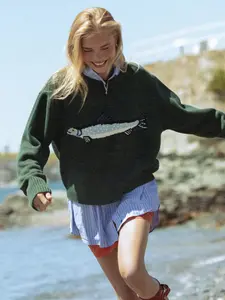 Women's Fashion Vintage Print Round Neck Long Sleeve Pullover Sweater, Loose Fit Casual Knitwear for Fall & Winter Seasons