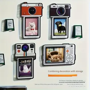 4-Piece Set Of Vintage Camera-Shaped Refrigerator Magnets, Featuring A Magnetic Photo Frame Design, Suitable For Easter, Valentine'S Day, And Back-To-School Season Decorations, Can Be Attached To Metal Surfaces Such As Dishwasher Doors