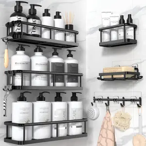 YASONIC 6 Pack Shower Caddy Shelf Bathroom Shower Organizer Rack No Drilling Multifunctional Organizer,corner shower shelf