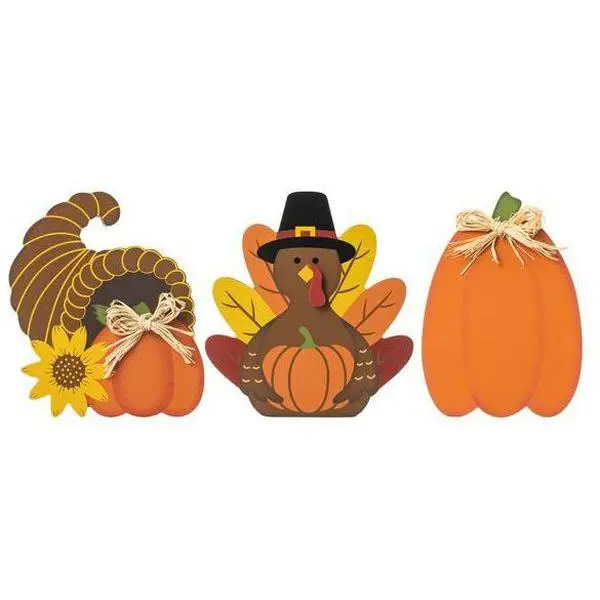 Glitzhome 7"H Thanksgiving Pumpkin, Turkey Tabl Decor S/3 Glitzhome 7"H Thanksgiving Pumpkin, Turkey Tabl Decor S/3