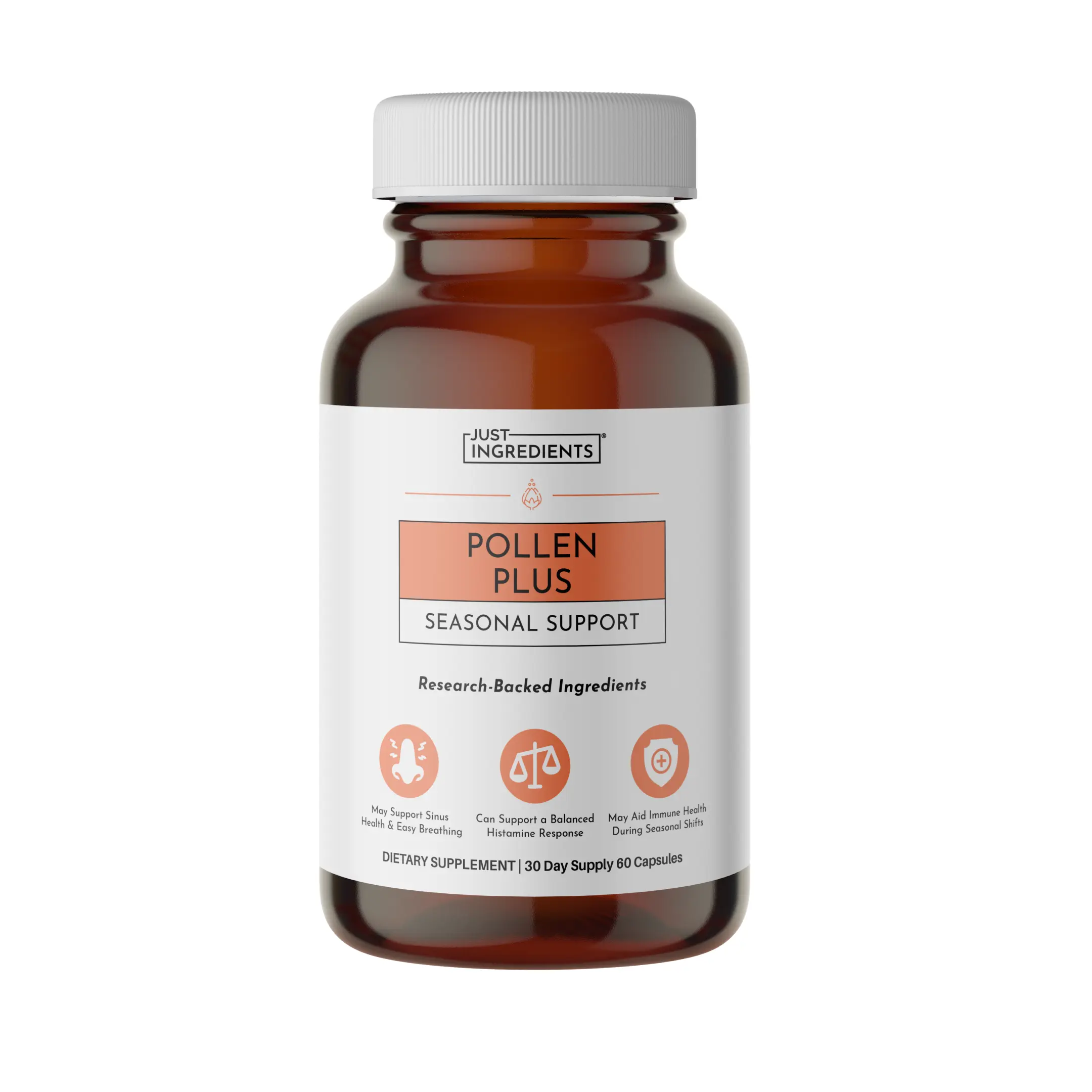 Just Ingredients Pollen Plus Seasonal Support Supplement with Bioavailable Zinc & Quercetin | May Provide a Natural Wellness Boost