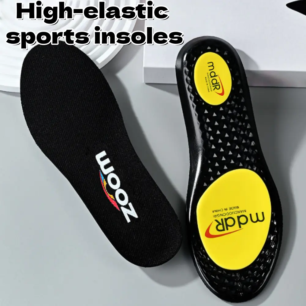 Unisex Athletic Footwear Insoles Multipack - 2 Pairs PU Leather High-Elastic Support Pads, Sweat-Absorbing, Shock-Absorbing, Twist-Resistant Hold, Ergonomic Fit for Work Boots to Ease Fatigue
