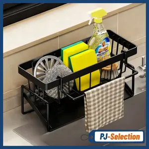 Kitchen Sink Corner Sponge Drain Rack Sink Caddy ultitunctional Durable Cleaning Tool Organizer Storage RackDish Soap Dishdoth Brushes Holder for Kitchen & Bathroom