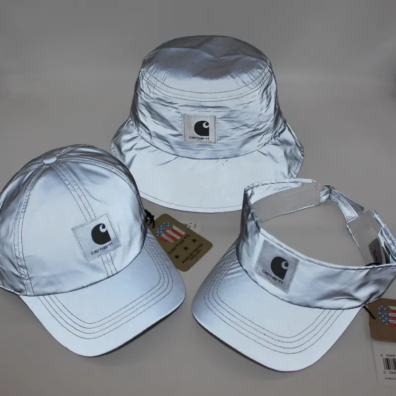 Full Reflective Fabric Hat Set, Night Safety Bucket Hat, Baseball Cap & Visor, Outdoor Sun Protection Hat for Men Women