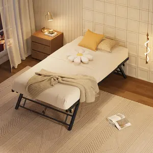 Sturdy Metal Trundle Bed Frame with Lockable Casters – Twin Size Platform, Easy Pop-Up & Roll-Out, Steel Slats Support, Noise-Free Design, Perfect for Guests, Small Spaces, Day Bed or Pull-Out Bed