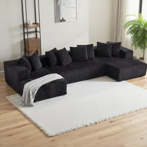 (3 packs shipped) 132"U-shaped modular sofa super comfortable corduroy cloud sofa double recliner no assembly modern living room furniture boneless sectional sofa