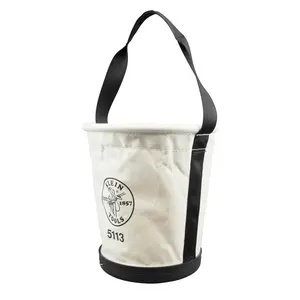 Klein Tools 5113 Canvas Bucket for Tool Storage and Transport, Made in USA, Tapered, Canvas with Web Handle