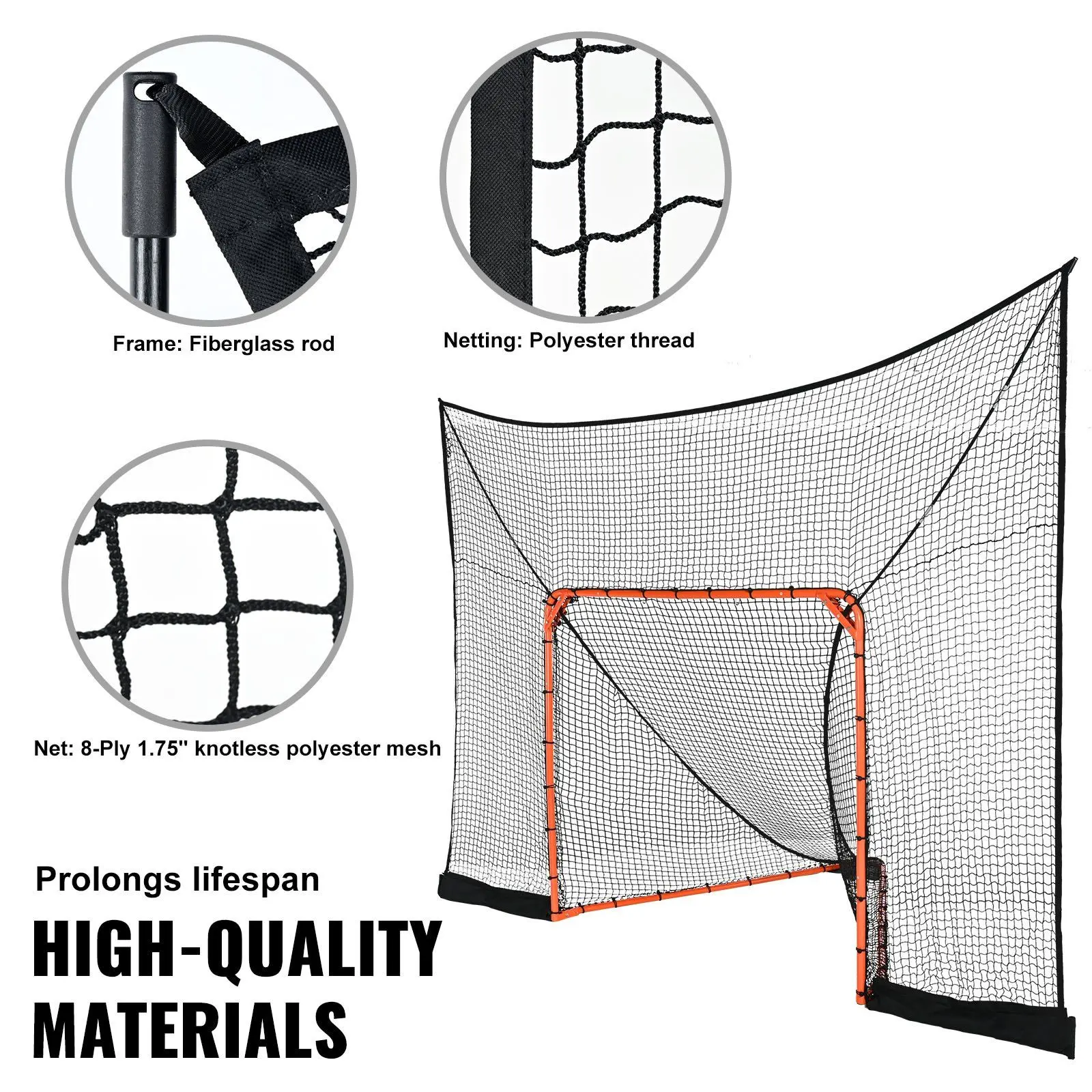 Spring new arrivals Hockey and Lacrosse Goal Backstop with Extended Coverage, 12' x 9' Lacrosse Net, Complete Accessories Training Net, Quick Easy Setup Backyard Lacrosse Equipment, Perfect for Youth Adult Training