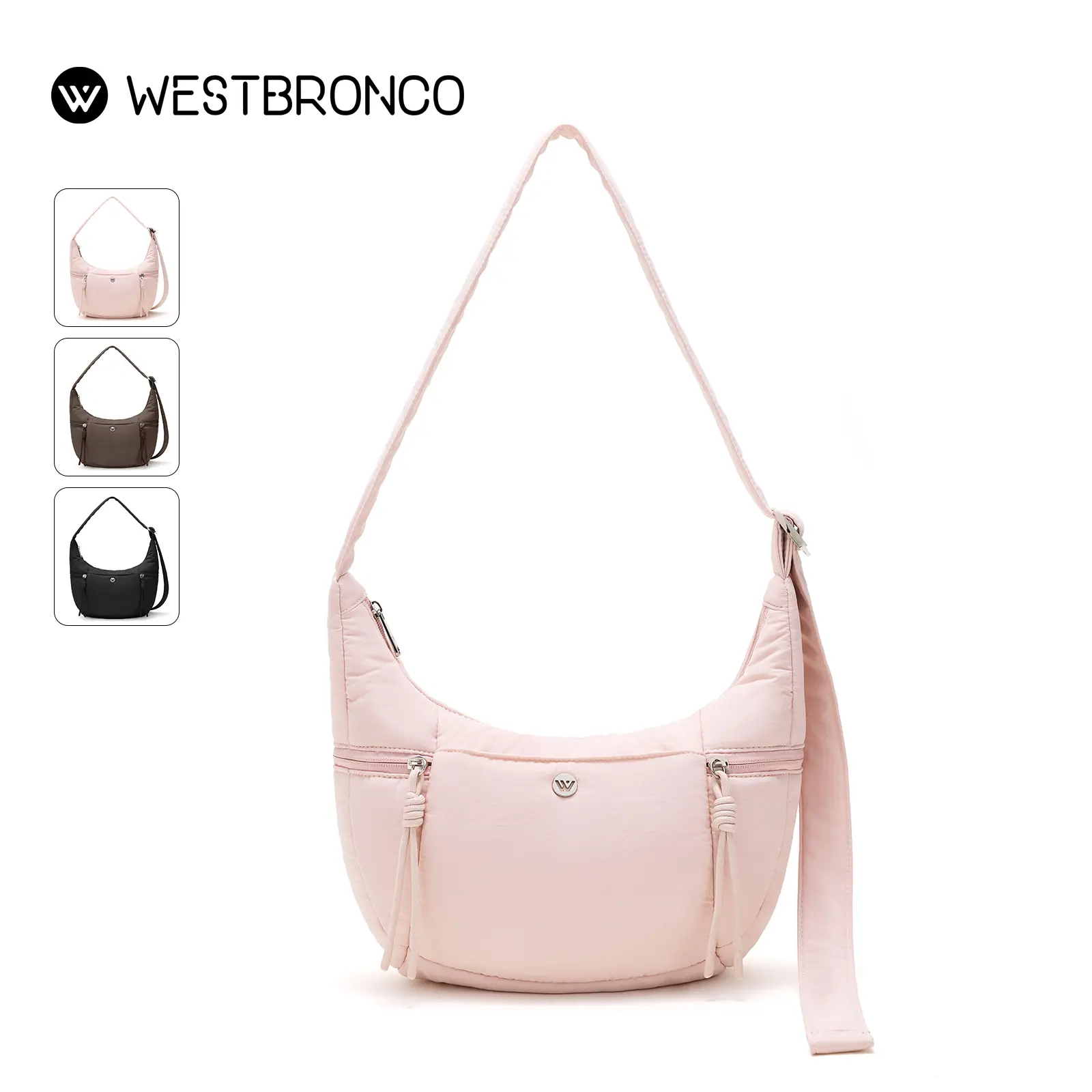 [NEW IN]WESTBRONCO Puffy Simple Versatile Bag Lightweight Puffer Crescent Handbags for Women Waterproof Daily Shoulder Crossbody Bag with Adjustable Stap&Multi-Pockets Casual Trendy Everydaybag Gym Work Hobo Purse Bag SummerSale