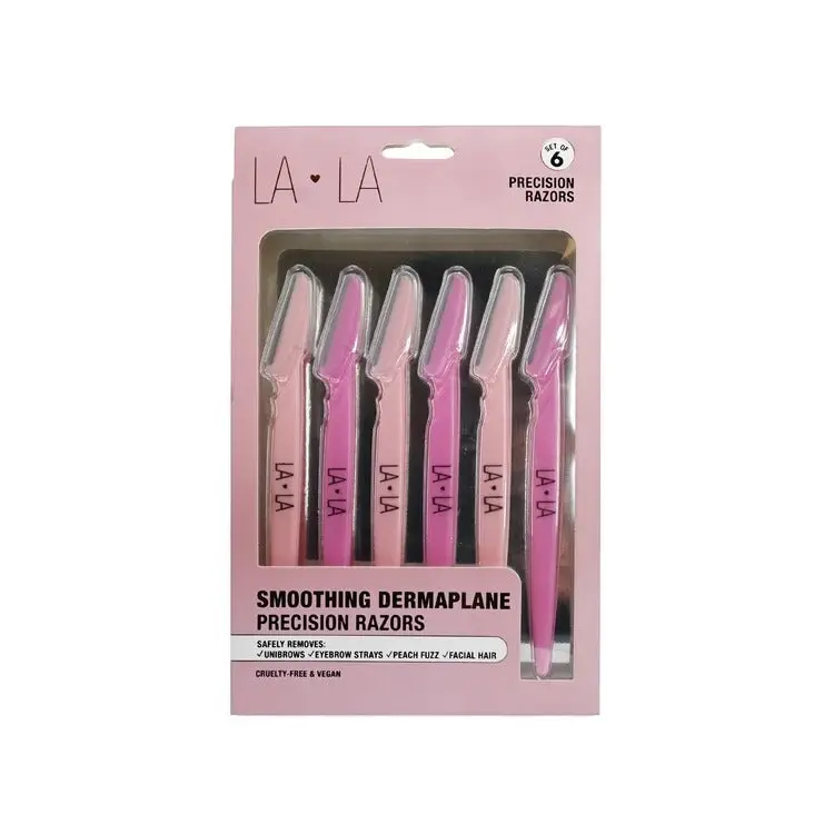 The Crème Shop Lala Precision Razors 6-Pack Beauty Equipment - Lightweight Gentle Blade Razors for Women, Facial Dermaplaning (Peach Fuzz), Face/Body Hair Removal & Smooth Skin Makeup Home Tool Set, Home Beauty Tool