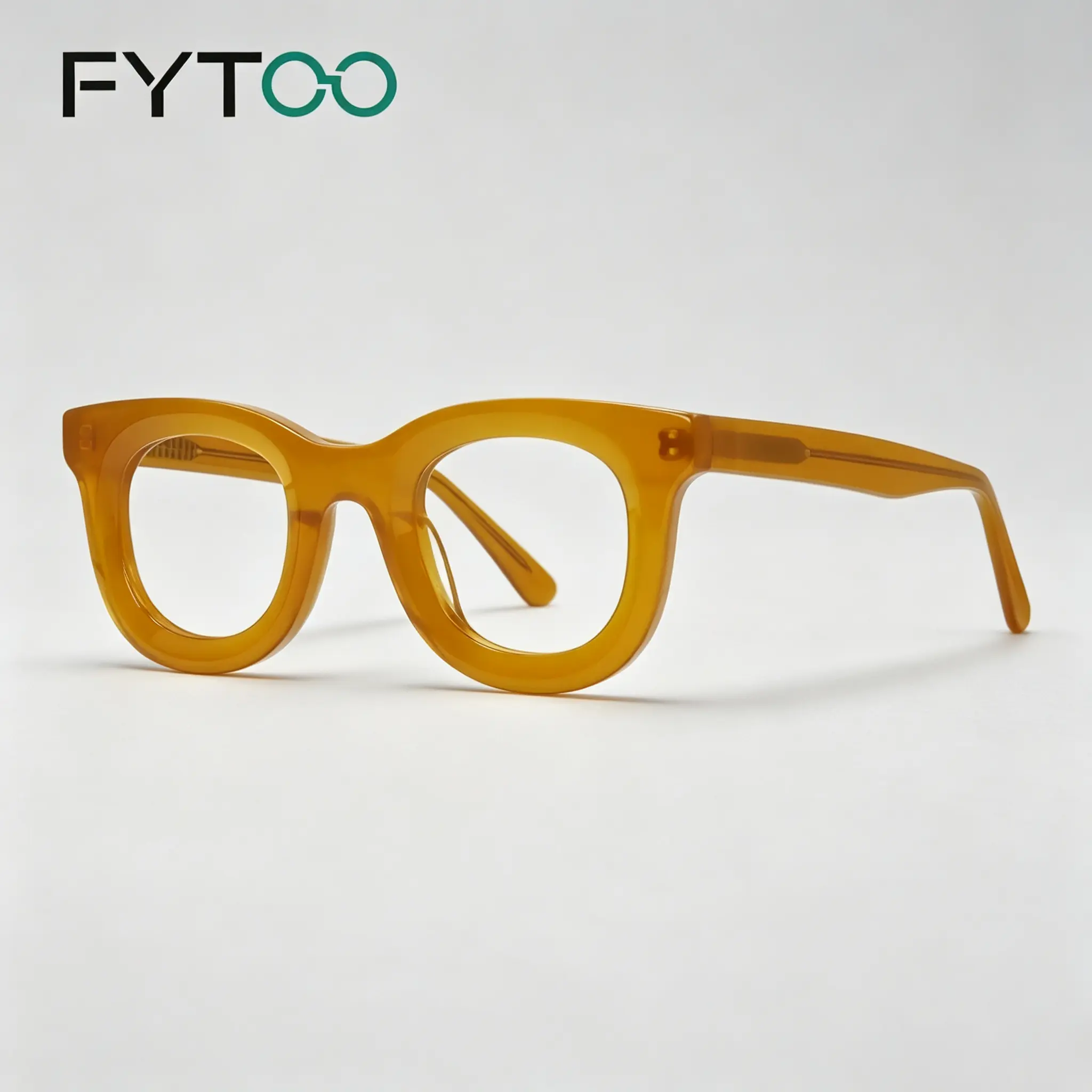 Retro Bold Round Acetate Eyewear FYTOO, Multiple Color Options Tortoiseshell & Honey Yellow Frames For Daily Styling