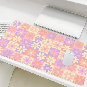 Floral Pattern Desk Mat, 1 Count  Non-slip Rubber Base Stitched Edge Desk Pad, Aesthetic Office Desk Pad, Desk Laptop Keyboard Mouse Pad, Cute Work Accessories Desk