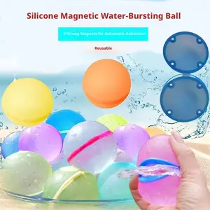 Outdoor water fight cooling water ball and snowball tool, magnetic water ball, refillable silicone water ball toy, reusable