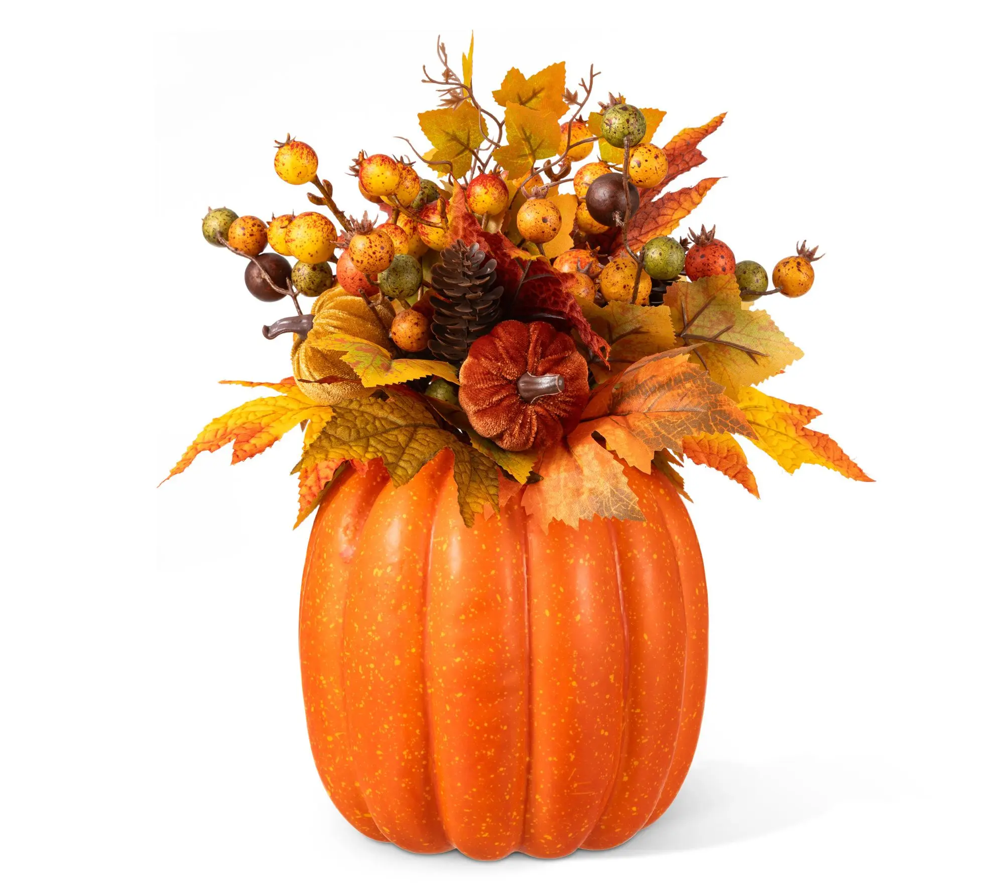 Glitzhome 15"H Fall Velvet Pumpkin Pinecone & Berry Glitzhome 15"H Fall Velvet Pumpkin Pinecone & Berry