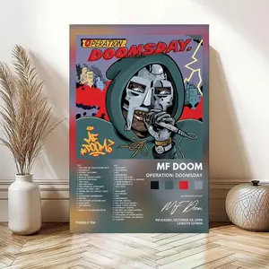 MF DOOM Music Canvas Poster Operation Doomsday Album Poster Hip Hop Rock Music Room Bedroom Decoration Aesthetic Poster Kitchen Wall Artistic Ornaments