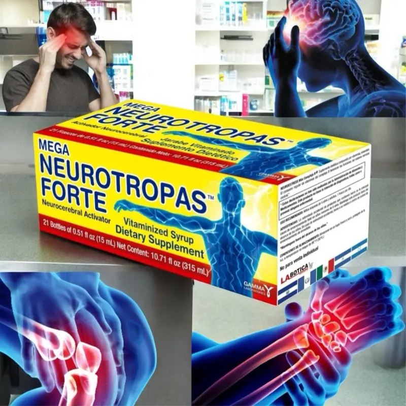 MEGA NEUROTROPAS FORTE Neurocerebral Activator Vitaminized Liquid Healthcare Dietary Supplement, 21 x 0.51 fl oz Bottles (10.71 fl oz Total) for Brain Health
