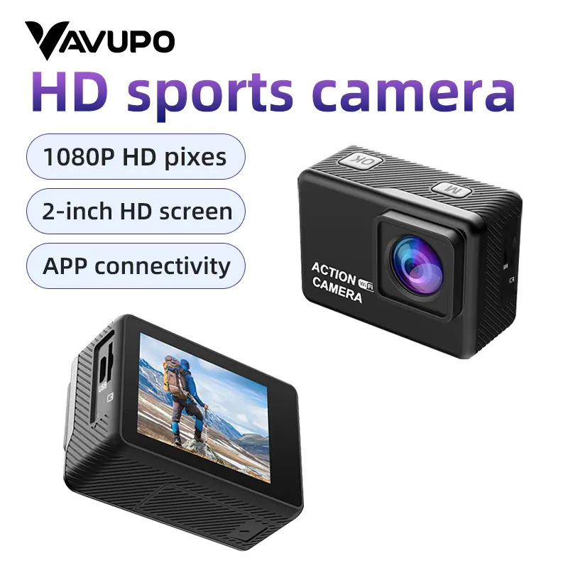 VAVUPO High-Definition Sports Camera 1080P Pixels 2-Inch HD Screen APP Connectivity for Outdoor Adventures Clear Images mini cameras action