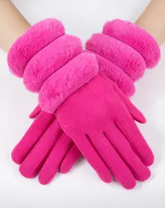 Women's Elegant Faux Fur Lined Touch Screen Gloves