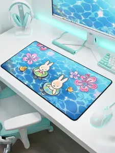 Frutiger Aero Desk Mat | Cute Mousepad | Gaming Setup | Computer Accessories | Blue Mouse Pad | Bunny Decor for Gamers