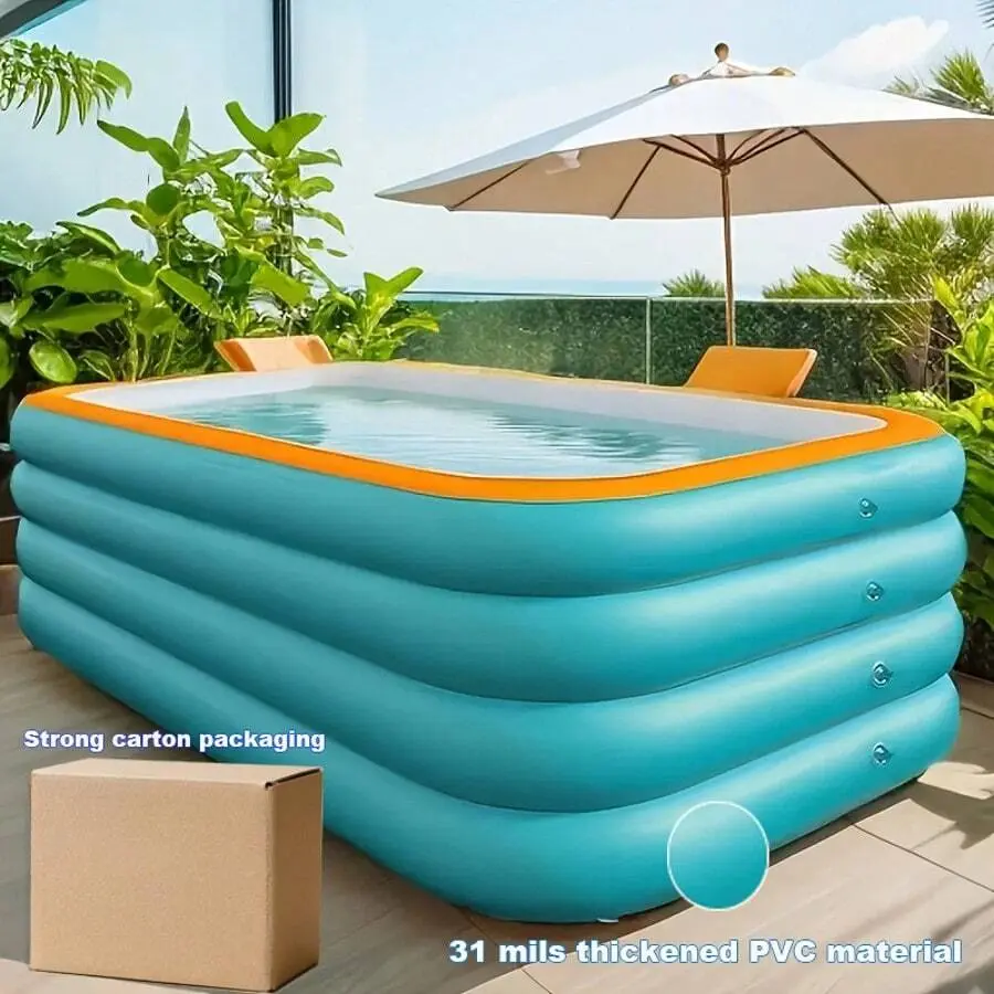 Large Inflatable Swimming Pool, 102.3/118.1in Thick 31 Gauge PVC Family Pool for Adults, Sturdy & Easy to Set Up for Outdoor Summer Parties, Inflatable Pool, Giant Inflatable Pool