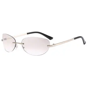 Oval Sunglasses Trendy Y2K Frameless Vintage Style UV400 Protection Goggles for Men Women Fashion Sun Glasses Outdoor