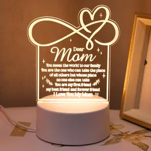 Letter Pattern Acrylic Night Light, USB Powered Desktop Light, Decorative Light for Home Bedroom Living Room, Nightlight For Bedroom, Gift for Mom, Birthday Gift