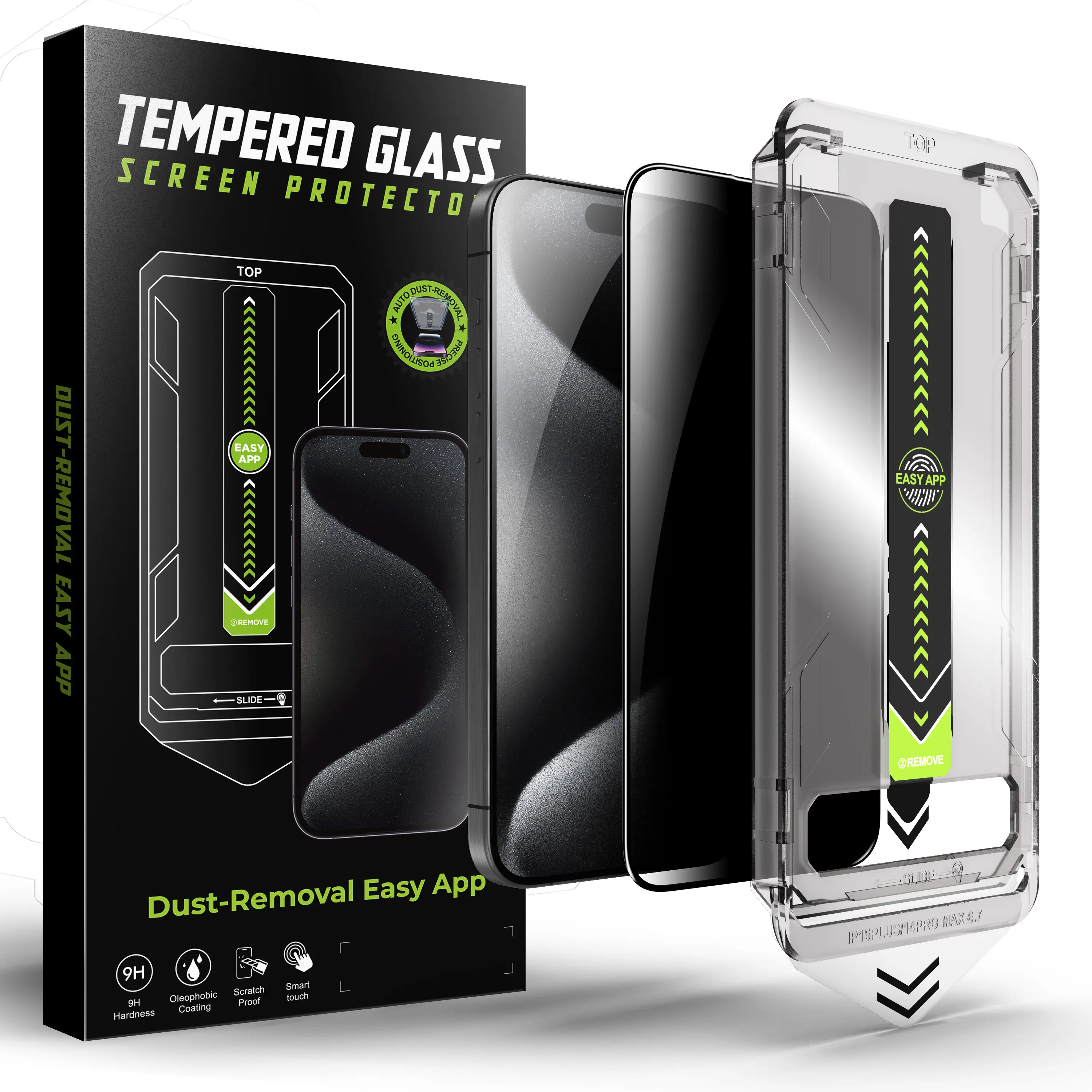 Tempered Glass Privacy Screen Protector for iPhone 12/12 Pro/13/13 Pro/14/15/16, Glossy 9H Hardness Accessory with Auto-Alignment Kit, 3D Dust Removal, Auto-Dust Free, Anti-Scratch, Shockproof, Anti-Fingerprint, Easy-Install Cover for Mobile Devices