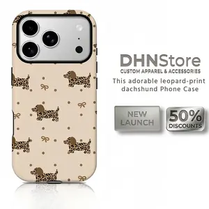 [Flash Deals] Aesthetic Leopard-Print Dachshund Rubber Smartphone Case - Durable Handheld Casing, Shock-Absorbing Glossy Shell, Wireless Phone Accessory Compatible with iPhone 17,16,15,14,13,12,11,X, Ideal Holiday Gift for Friends