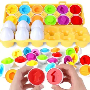 Montessori Stem Education Toys, Suitable for Toddlers and Preschool Children, Shape and Color Match Egg Form, 6/12 Pieces Set