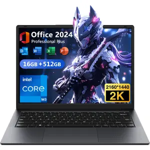 Laptop, 8th Gen Intel Core Processor, 14" 2K QHD 100% sRGB, 16GB RAM 512GB SSD, Windows 11 Pro, HDMI/USB-C, Long Battery Life, MS Office 2024 for student college Wireless Wifi