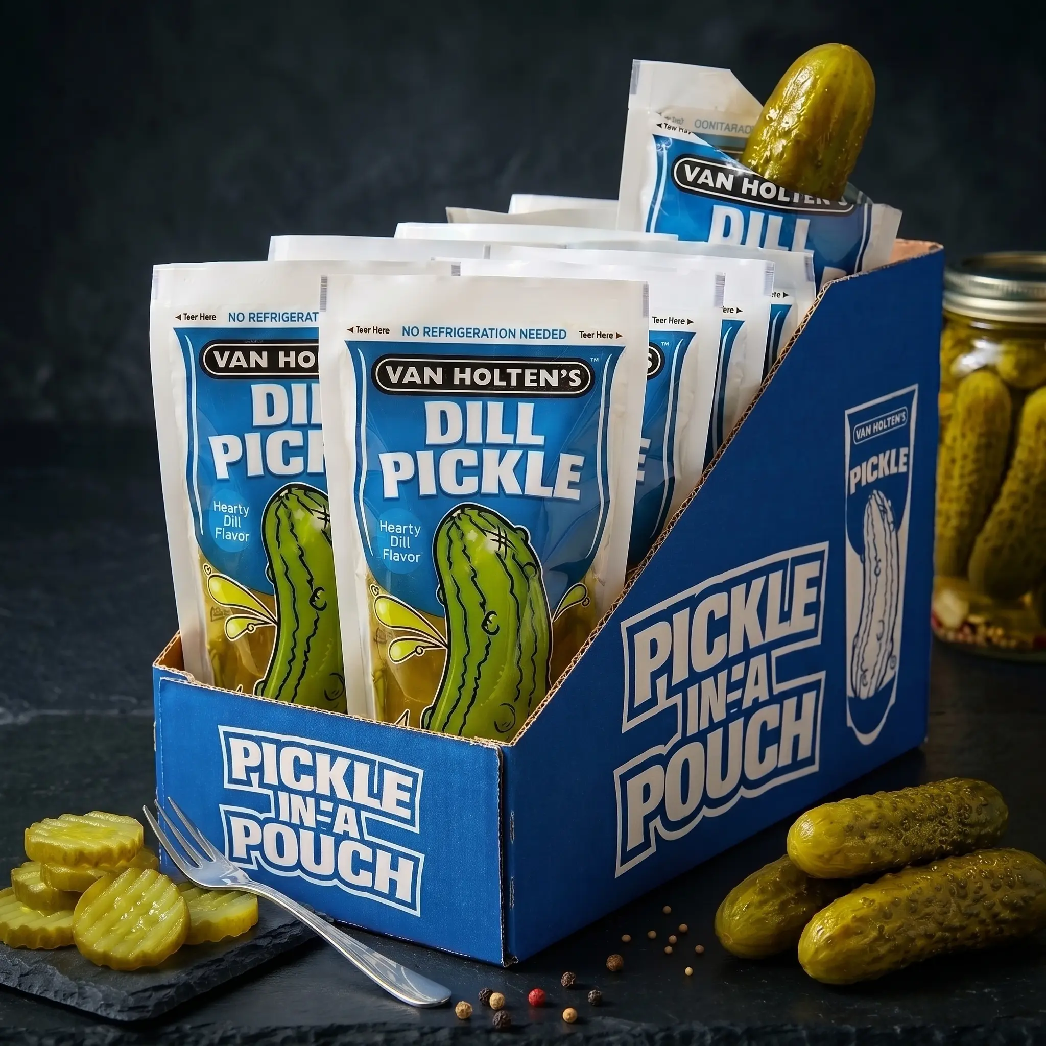 Van Holten's Pickle-In-A-Pouch Pickled Snack Dill, Sour, Garlic, Chamoy & Warheads Flavors 3, 6 & 12 Pack