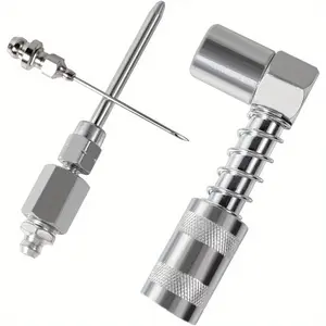 3 Pcs 90 Degree Grease Fitting Accessory Pack, Nozzle, Dispenser and Injection Needle for Lubrication of Industrial Machinery and Metal Parts Essential Tools Equipment