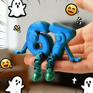 3D Printed Digital 67 Decorative Ornament, Modern Home Decor, Desk Decor, Multiple Styles Available (with Hand/without Hand) + Random Color, Creative Number Decoration, Desktop Decoration Ornament