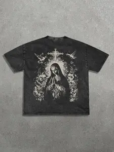 Pure Cotton Angel Print T-Shirt, Comfortable Casual Wear, Unique Graphic Tee for Fashion Lovers, Short Fitted Style