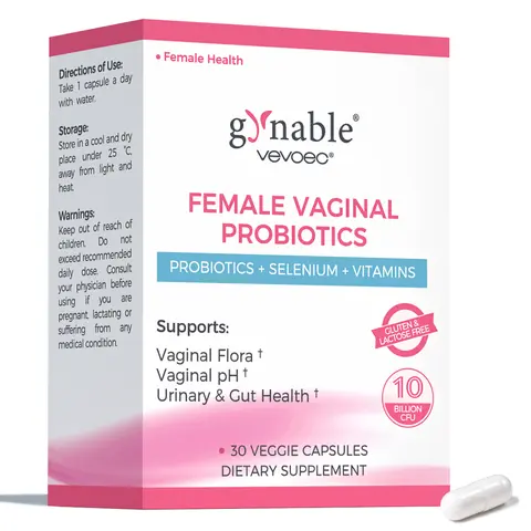 Gynable Women's Probiotics Capsules - Probiotics for Women with Lactobacillus, Selenium, Vitamin C/D/Folate, Gluten-Free, Vegan, Helps Reduce Odor, Supports pH Balance, 30 Count (1-Month Supply)