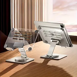 New 360 Degree Rotating Tablet and Smartphone Stand, Adjustable Dual-Axis Laptop Holder, Cooling Riser, Desktop Stand, Adjustable Cellphone Holder